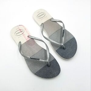 Havaianas Silver Shimmer Sandal Flip Flop 11/12 Women